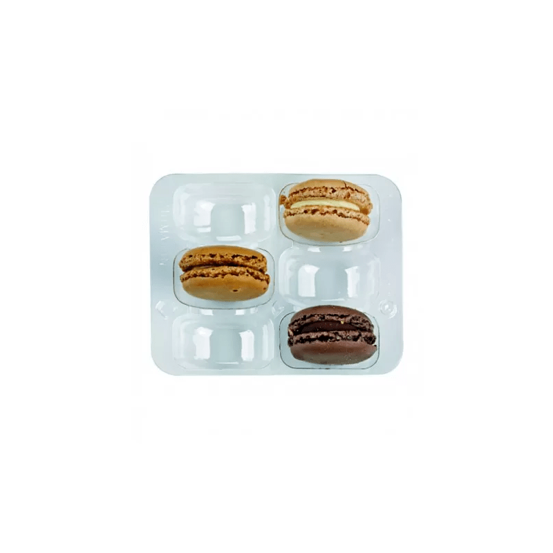 Insert plastique PET transparent 6 macarons avec fermeture clipsable