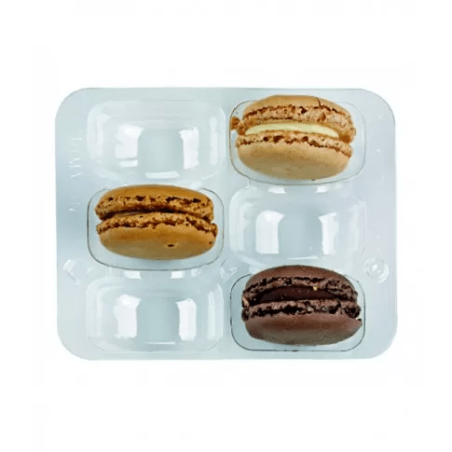 Insert plastique PET transparent 6 macarons avec fermeture clipsable