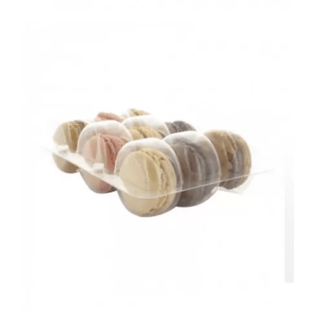 Insert plastique PET transparent 9 macarons avec fermeture clipsable