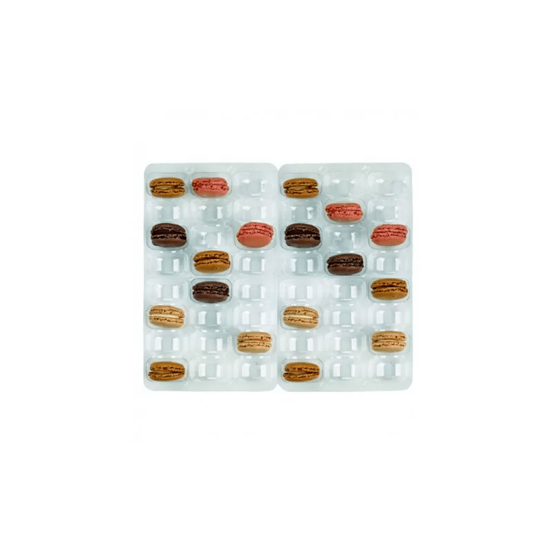 Insert plastique PET transparent 48 macarons avec fermeture clipsable